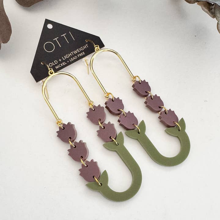 Botanical-Inspired Lightweight Acrylic Earring: Lavender for wholesale by OTTI