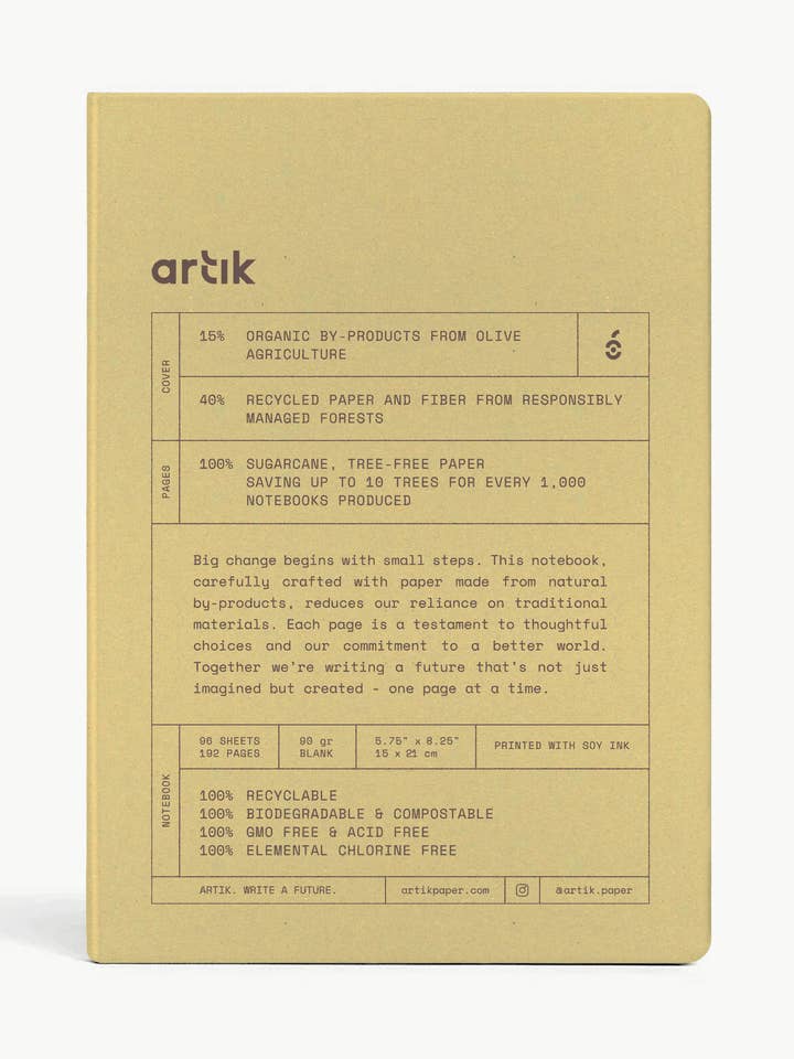Artik Hard Cover Journal | Plain | Olive for wholesale by Artık