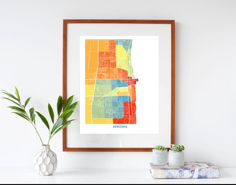 Juanita's Adventures - Wholesale Art Print - Juanitas Kenosha Map Print2