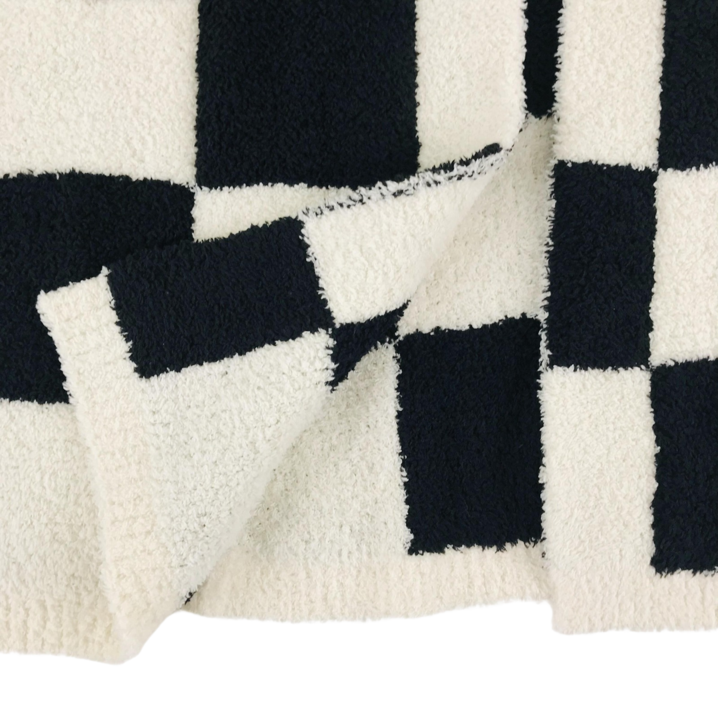 Black Cream New Hooded Checker Luxe Robe for wholesale on Faire8
