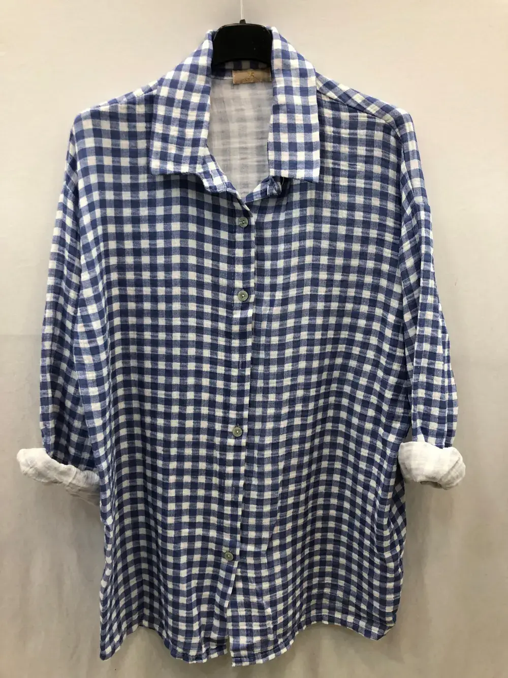 Mimi & Gogo - Vente Chemise à col boutonné – femme - Chemise Vichy Gaze de Coton @2914_ChGazeVichy7