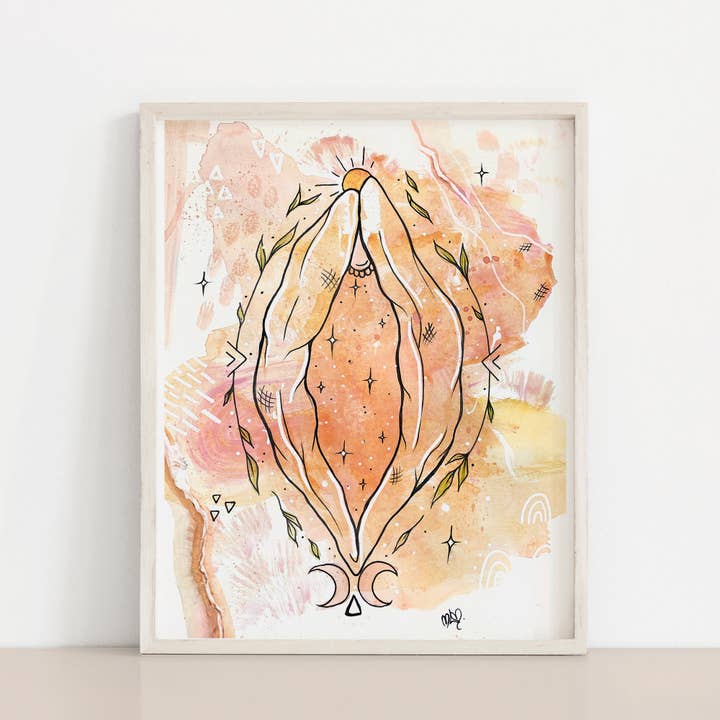 8.5 x 11 Sunrise Vulva Sun Moon • Art Print for wholesale by Meli TheLover