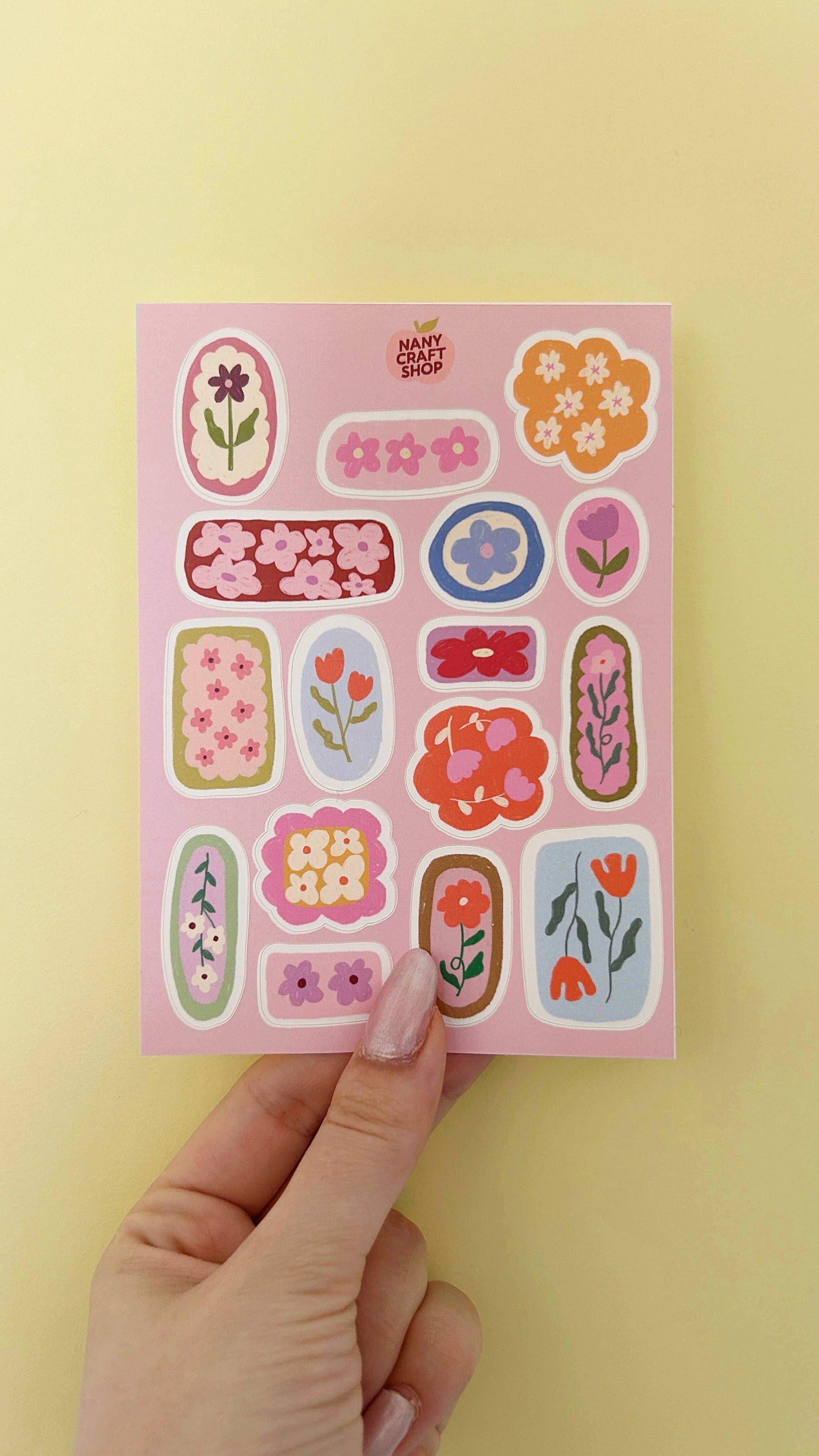 Nany Craft Shop - Venta al por mayor Pegatina - Plancha de pegatinas flores A62