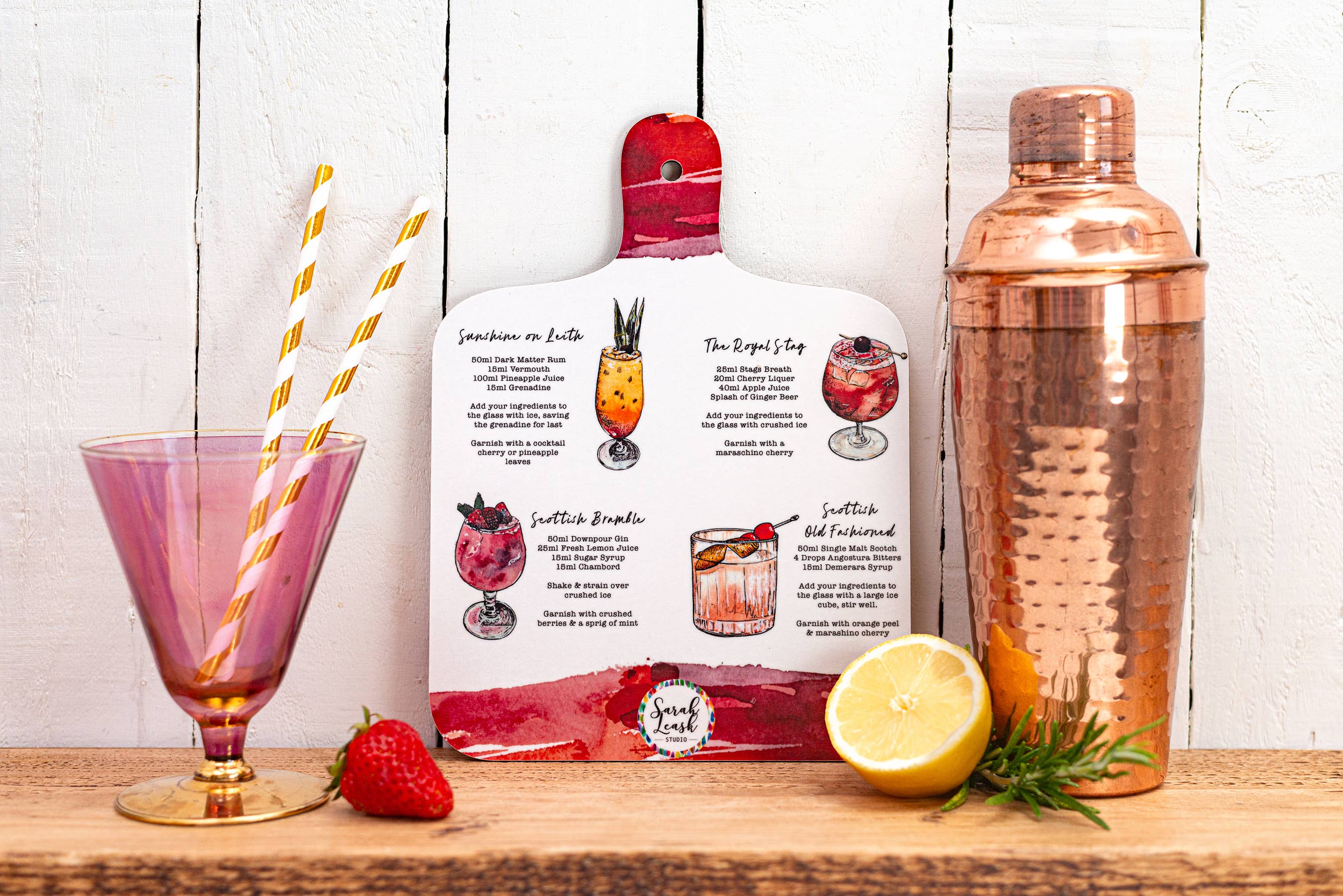 Sarah Leask Studio - Wholesale Cutting Board - Signature Scottish Cocktail Mini Chopping Board2