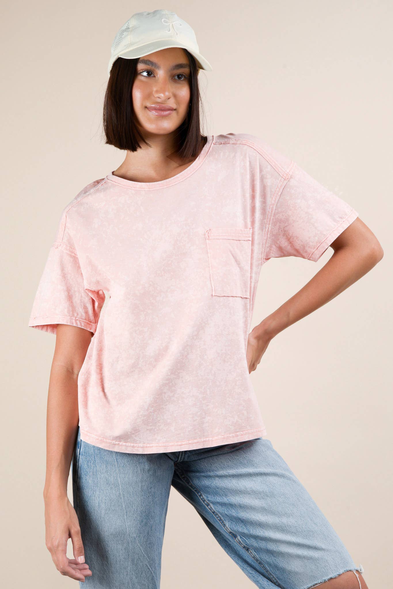 VERY J - Wholesale Knit Top - Women's - NT11108-Mineral Washed Knit Top with Pocket26