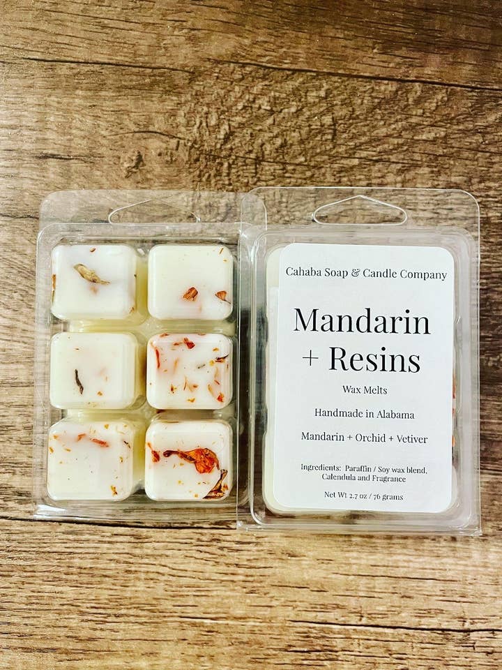 Mandarin + Resins for wholesale by Cahaba Soap and Candle Company