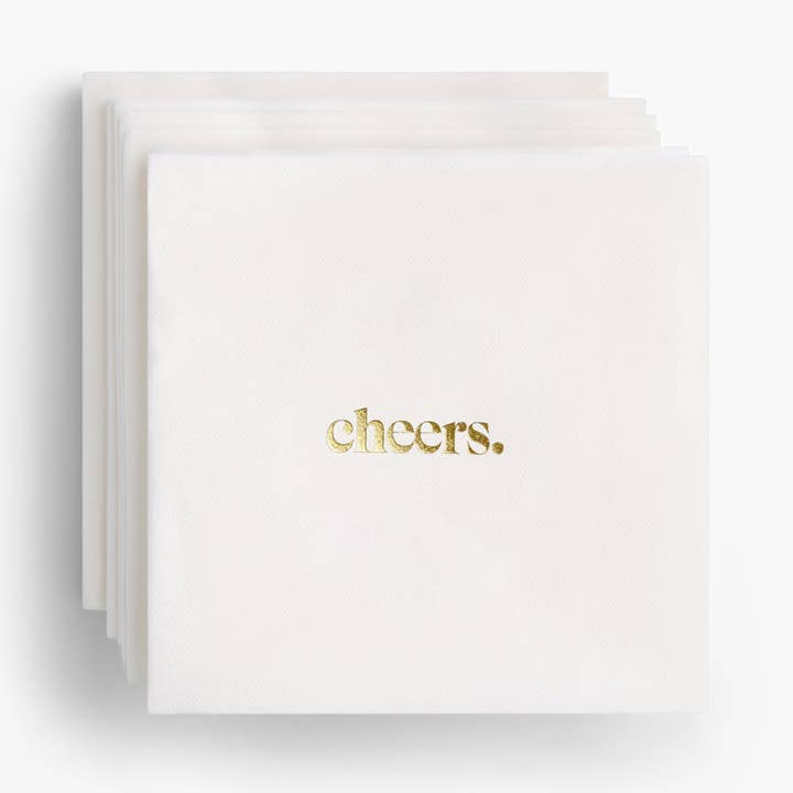 Souvenir Stationery - Wholesale Disposable Napkin - Cheers Gold Foil Cocktail Napkins - Set of 200