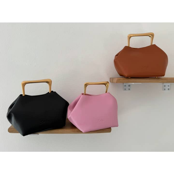 Sook Stainable - Vente Sac à main avec poignée sur le dessus – femme - Sora - Sac à main en cuir véritable métallisé Sac à bandoulière
