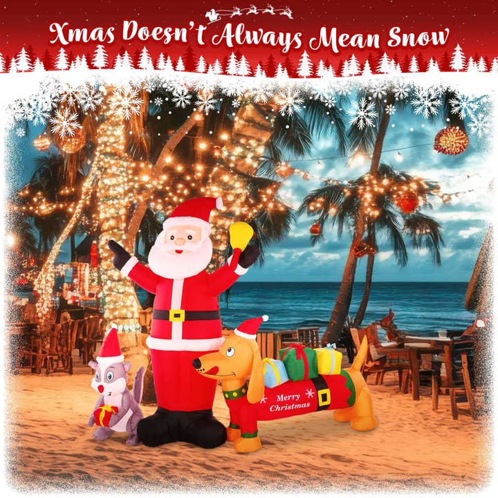 G128 - Wholesale Christmas Decoration - Inflatable Santa Claus with Dog and Raccoon, Christmas Decor5