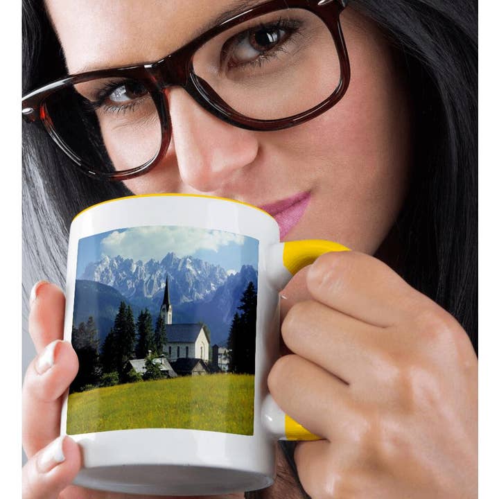 3dRose - Wholesale Coffee Mug - 3dRose, Austria, Gosau, Dachstein Alps, Spire of the church -EU03 RER0027 - Ric Ergenbright, Mug1