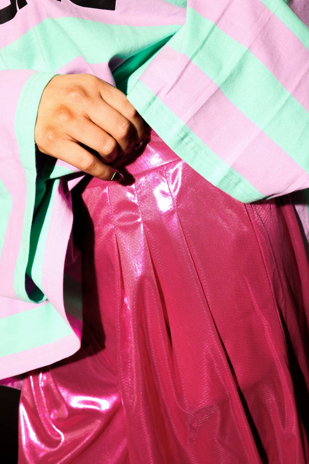 Burnt Toast - Wholesale Pants - Women's - Bubblegum Burn Cropped Metallic Trousers10