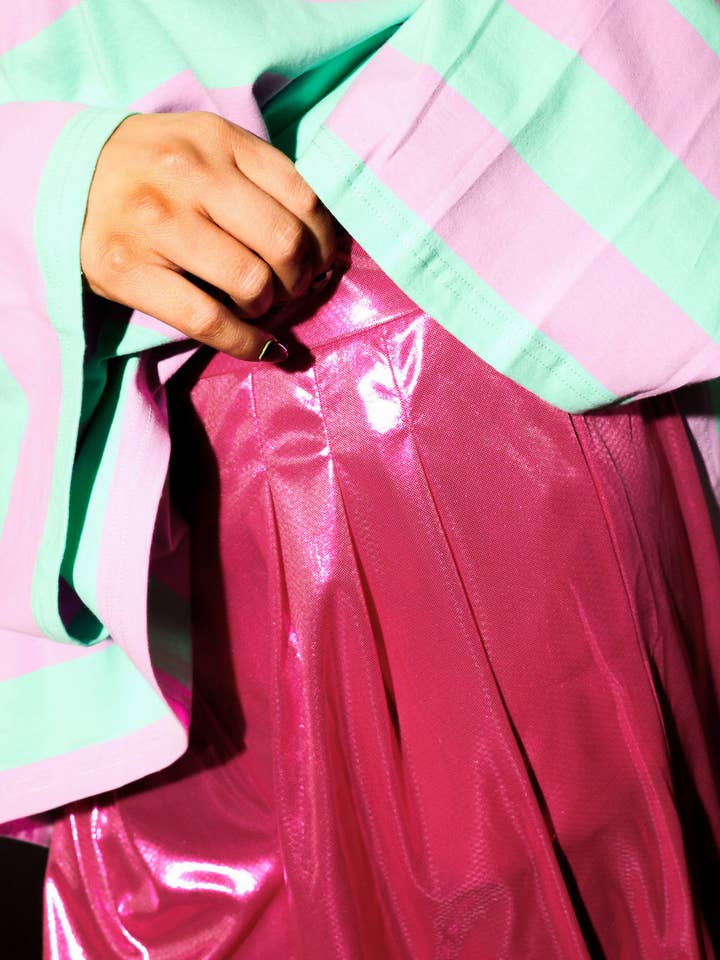 Burnt Toast - Wholesale Pants - Women's - Bubblegum Burn Cropped Metallic Trousers10