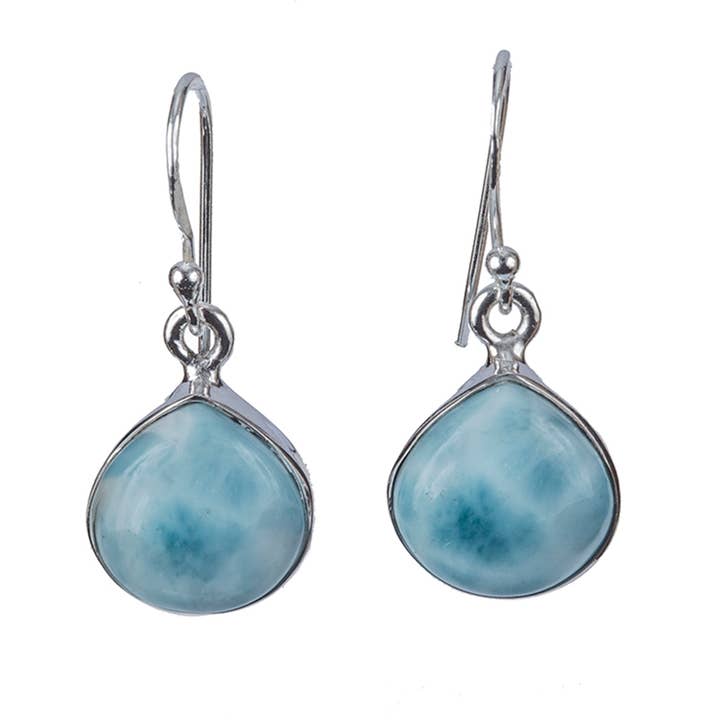 Legends Larimar Heart Sterling Dangle Earrings for wholesale by Saraswati Imports