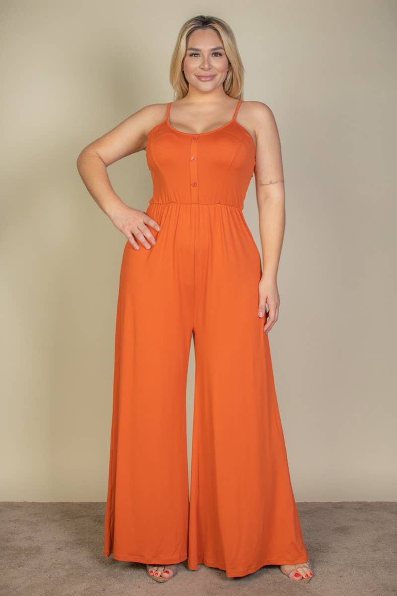 CAPELLA APPAREL - Wholesale Jumpsuit - Dames - Jumpsuit met wijde pijpen en knopen voor dames in grote maten2