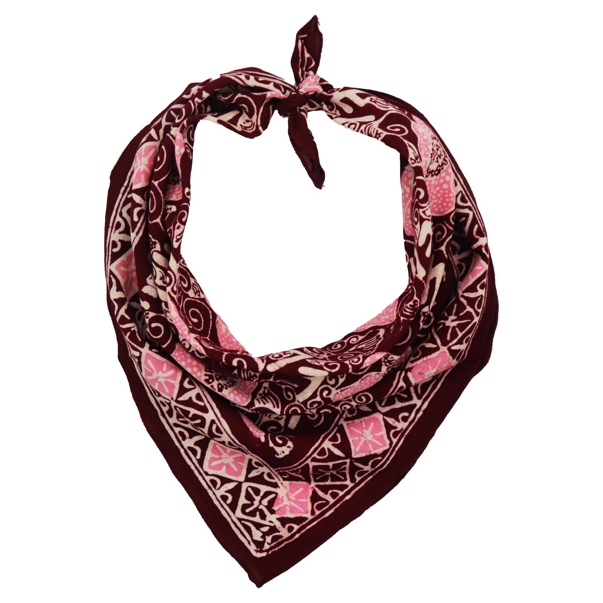 Kasih Co-op - Wholesale Bandana - Dames - Handgeverfde Batik Bandana, Roze Lijkbloem, Reuzenpadma, Rood, Roze4