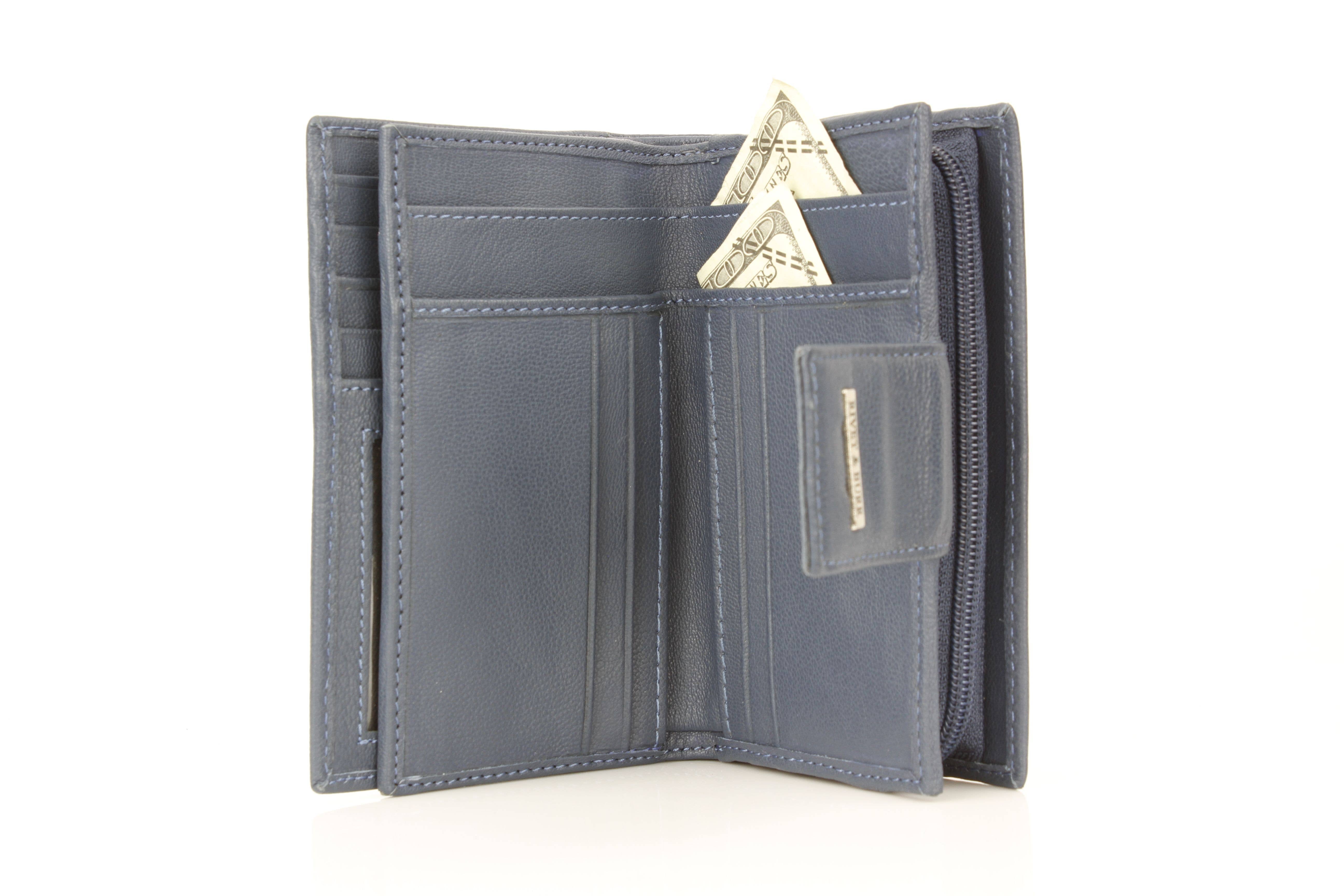 Leather Impressions Inc - Wholesale Wallet - Women's - Snap Leather Clutch Wallet | Zip Pocket RB LW 21 100128