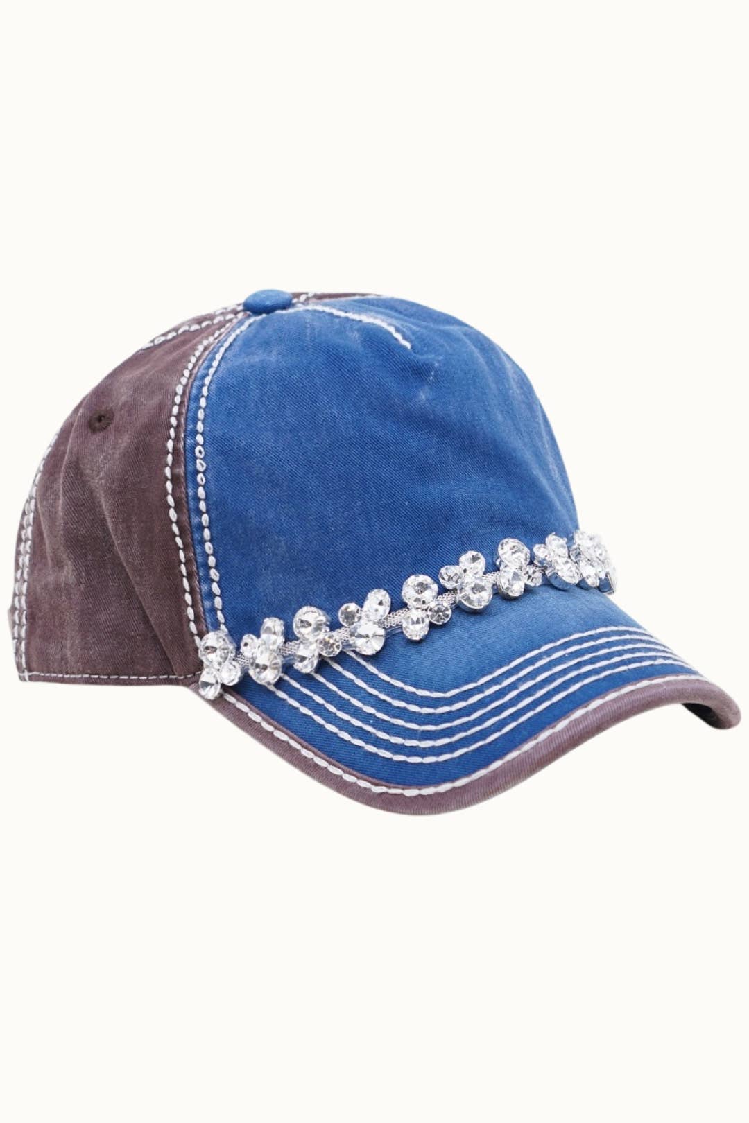 Olive & Pique – wholesale Baseball cap – Women's – Bejeweled Bling Glitz Two-Toned Cap, Adjustable1