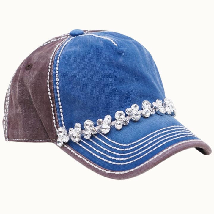 Olive & Pique - Wholesale Baseball Cap - Women's - Bejeweled Bling Glitz Two-Toned Cap, Adjustable1