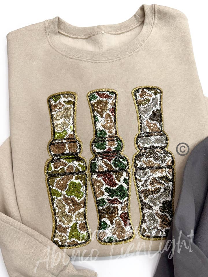 ABLNco - Wholesale Sweatshirt - Women's - Camo Duck Call Hunting Sequins Patch Sweatshirt