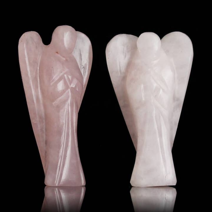 UniArt – Pedra/cristal espiritual por atacado – Anjo do Amor esculpido em Quartzo Rosa, representa o Arcanjo Chamuel0