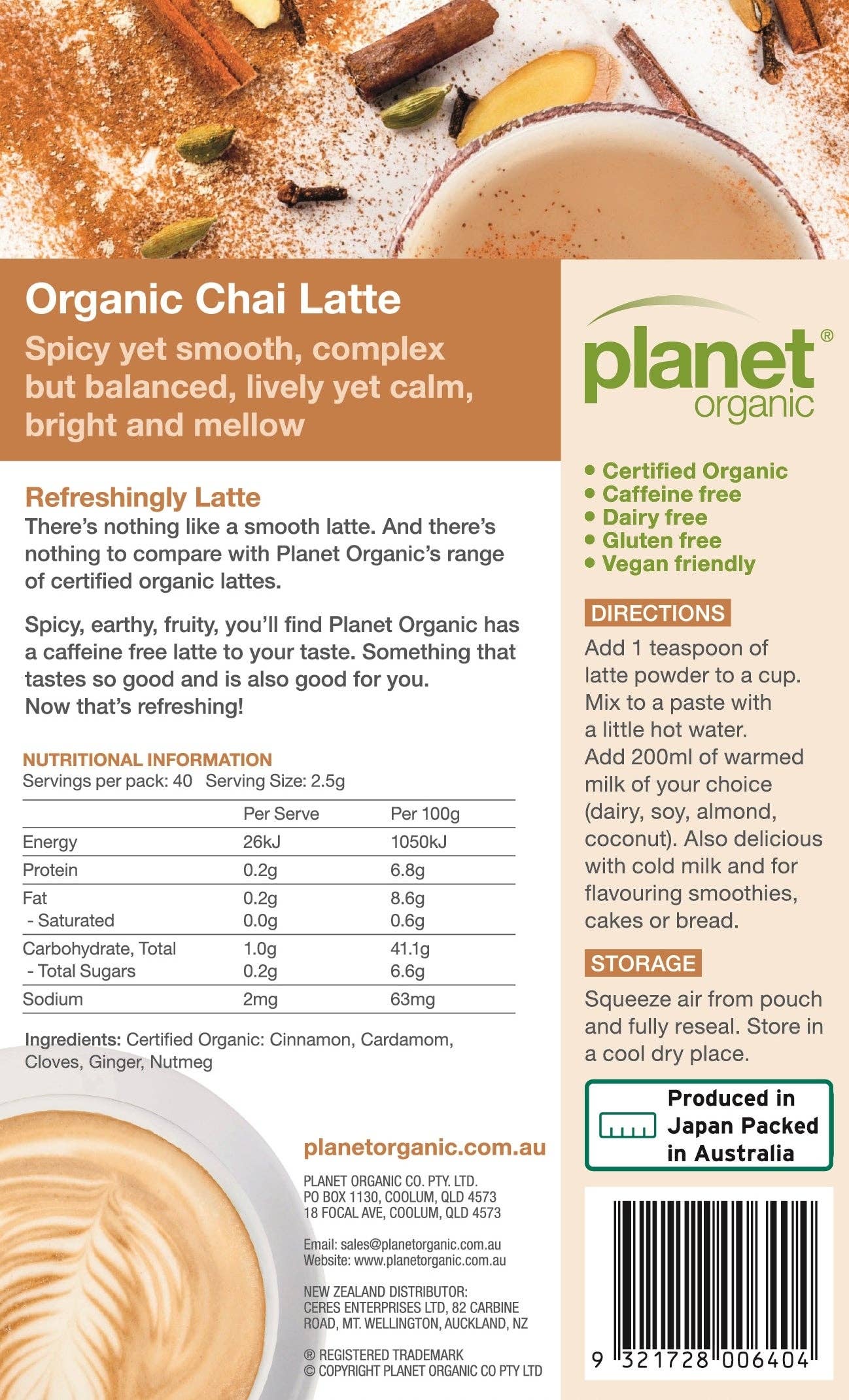 Planet Organic - Wholesale Health/Detox Tea - Chai Latte 100g1