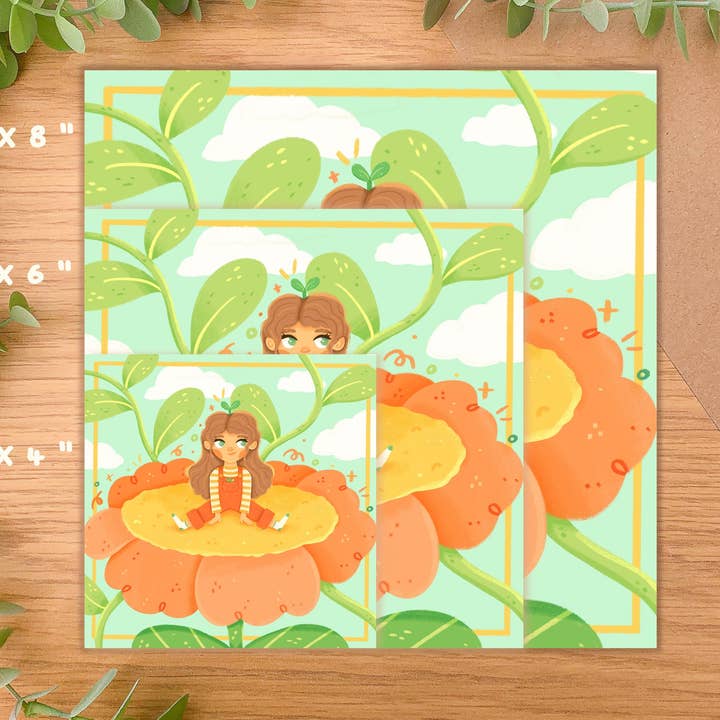 Lámina artística cuadrada de Flower Girl para venta al por mayor de Laurel Mae Art