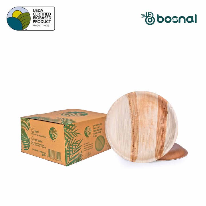 Bosnal - Palm Leaf Biodegradable Plates, 10 inch, Round for wholesale by Bosnal