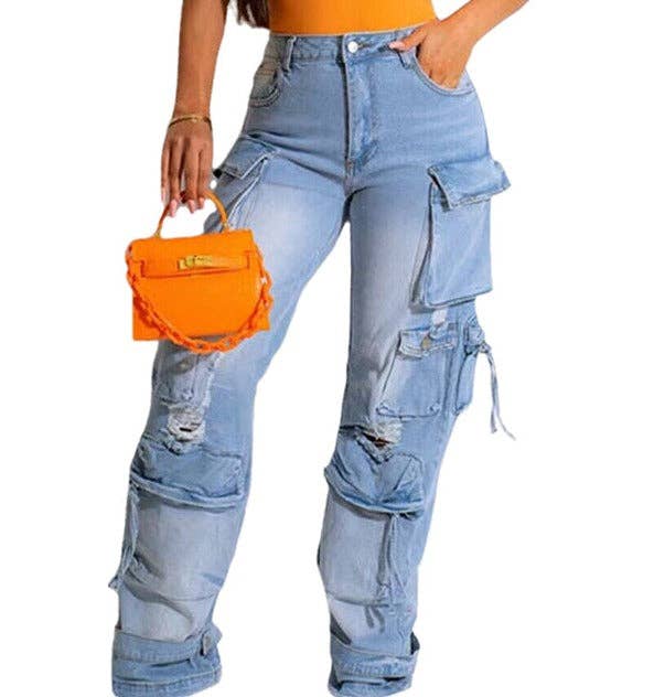 MB Fashion Wholesale - Vente Jean – femme - PANTALON EN JEAN À TAILLE ÉLASTIQUE MB FASHION 8483LY10