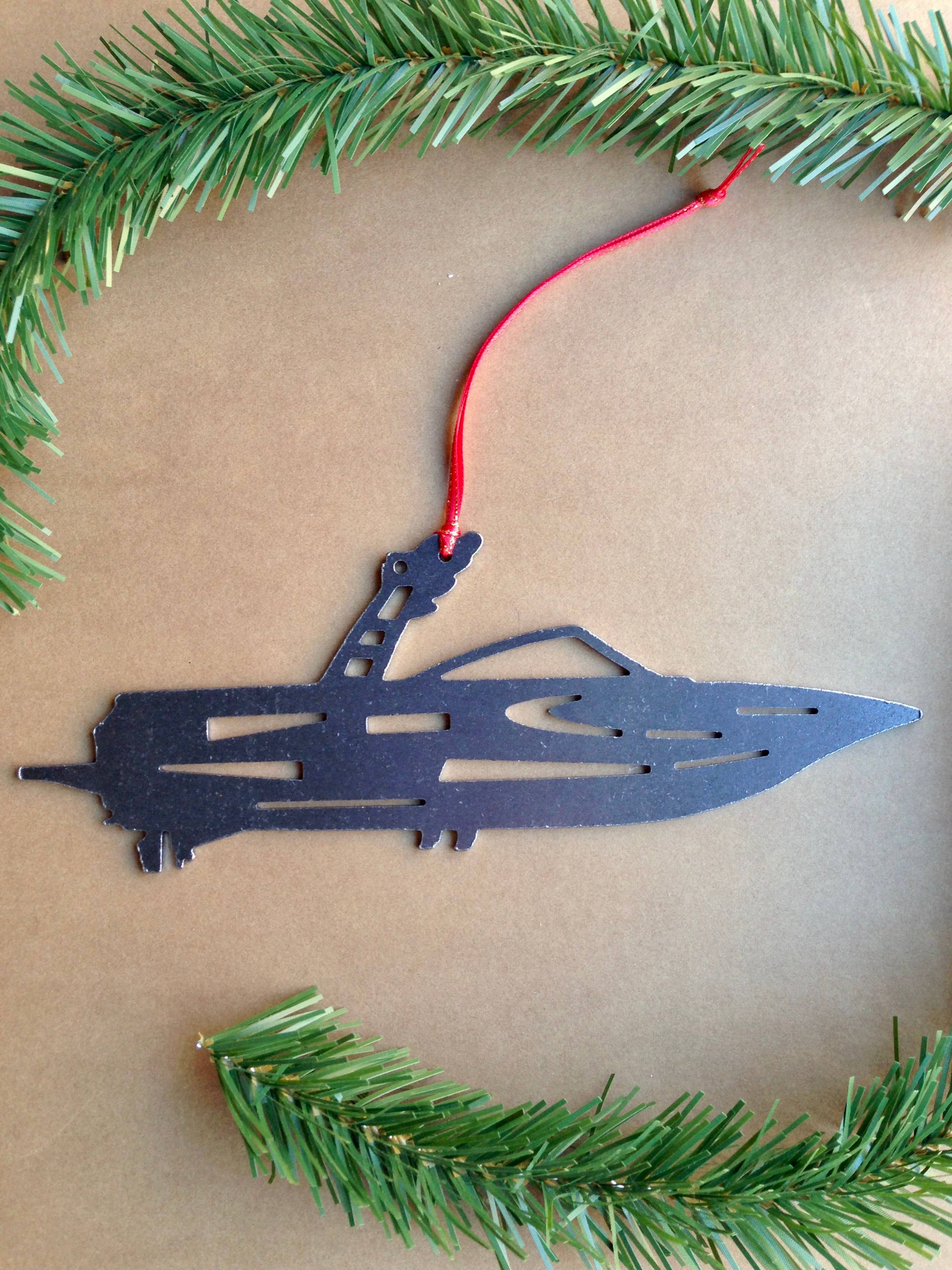 Burke Metal Work - Wholesale Ornament - Ski Boat Ornament1