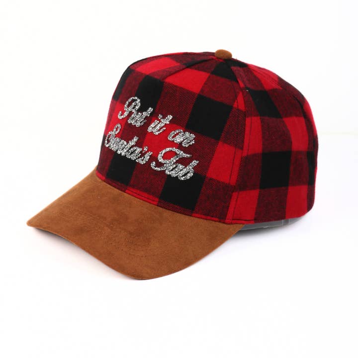 Red Christmas Holiday PUT IT ON SANTA'S TAB Bling Buffalo Cap for wholesale on Faire1