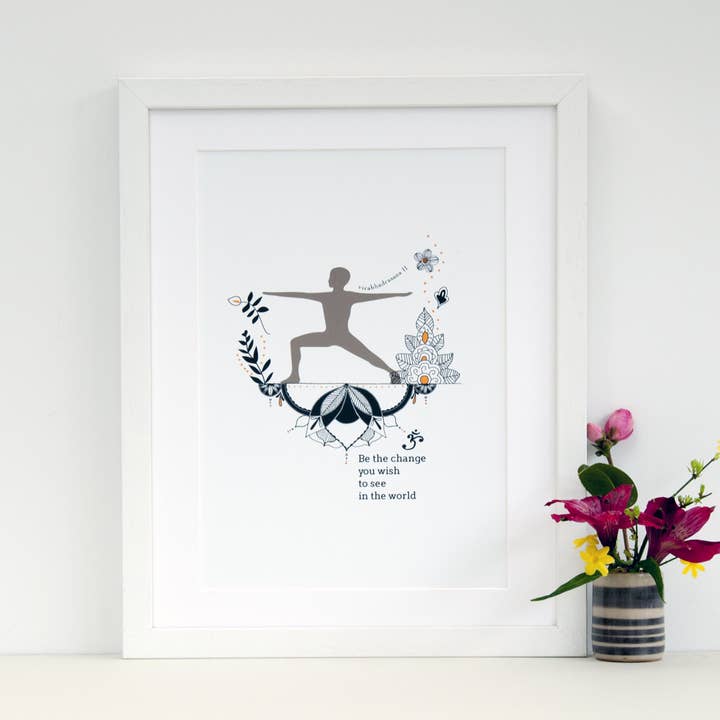 Yoga Art Print Warrior Pose for wholesale by Ant Design Gifts