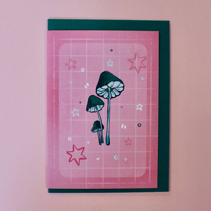 Blaugrüne Champignons — A6-Karte für den Großhandel von Flutter & Fern