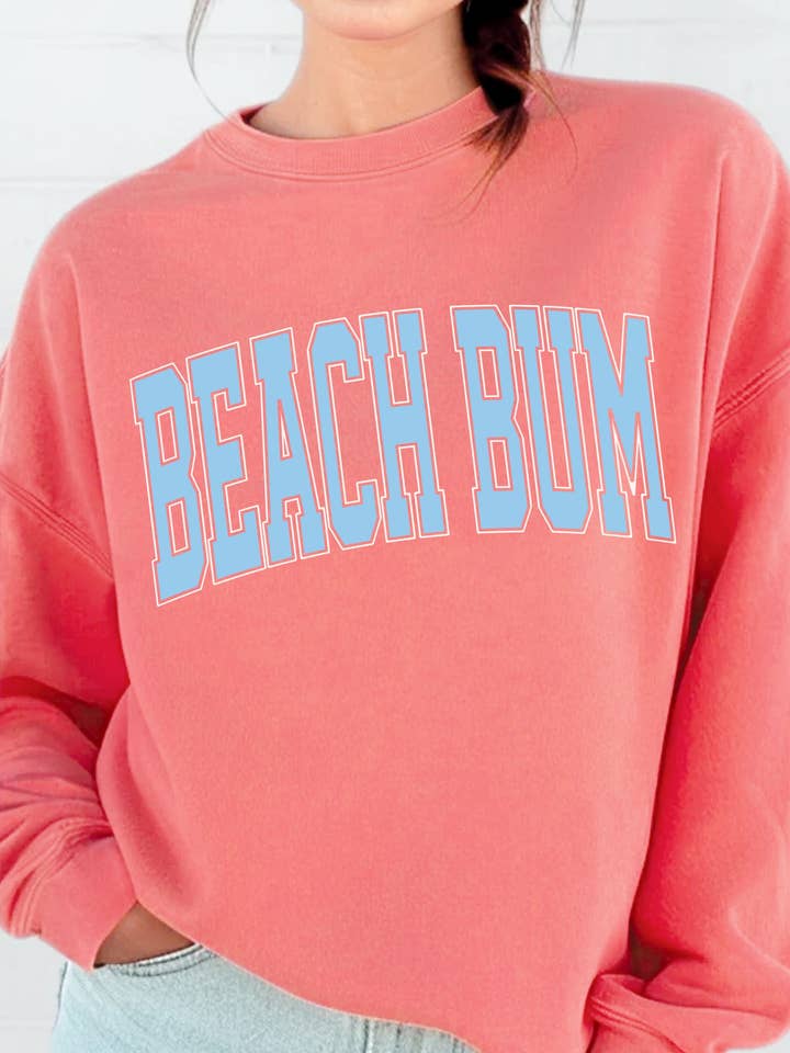 Rustee Clothing - Wholesale Graphic Sweatshirt - Women's - BEACH BUM PUFF GRAPHIC BRUSHED SWEATSHIRTS