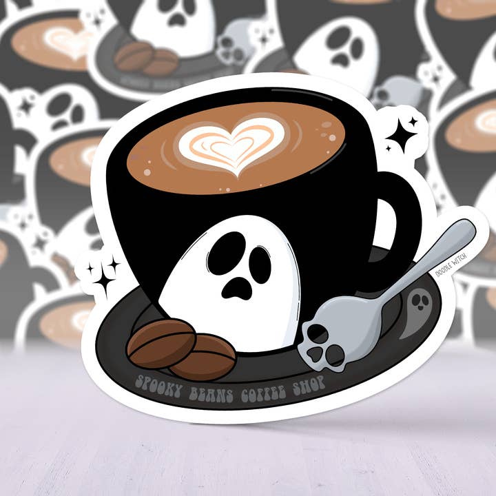 Autocollant Coffee Latte, Autocollant Ghost, Autocollant Coffee Grains pour la vente par DoodleWitch