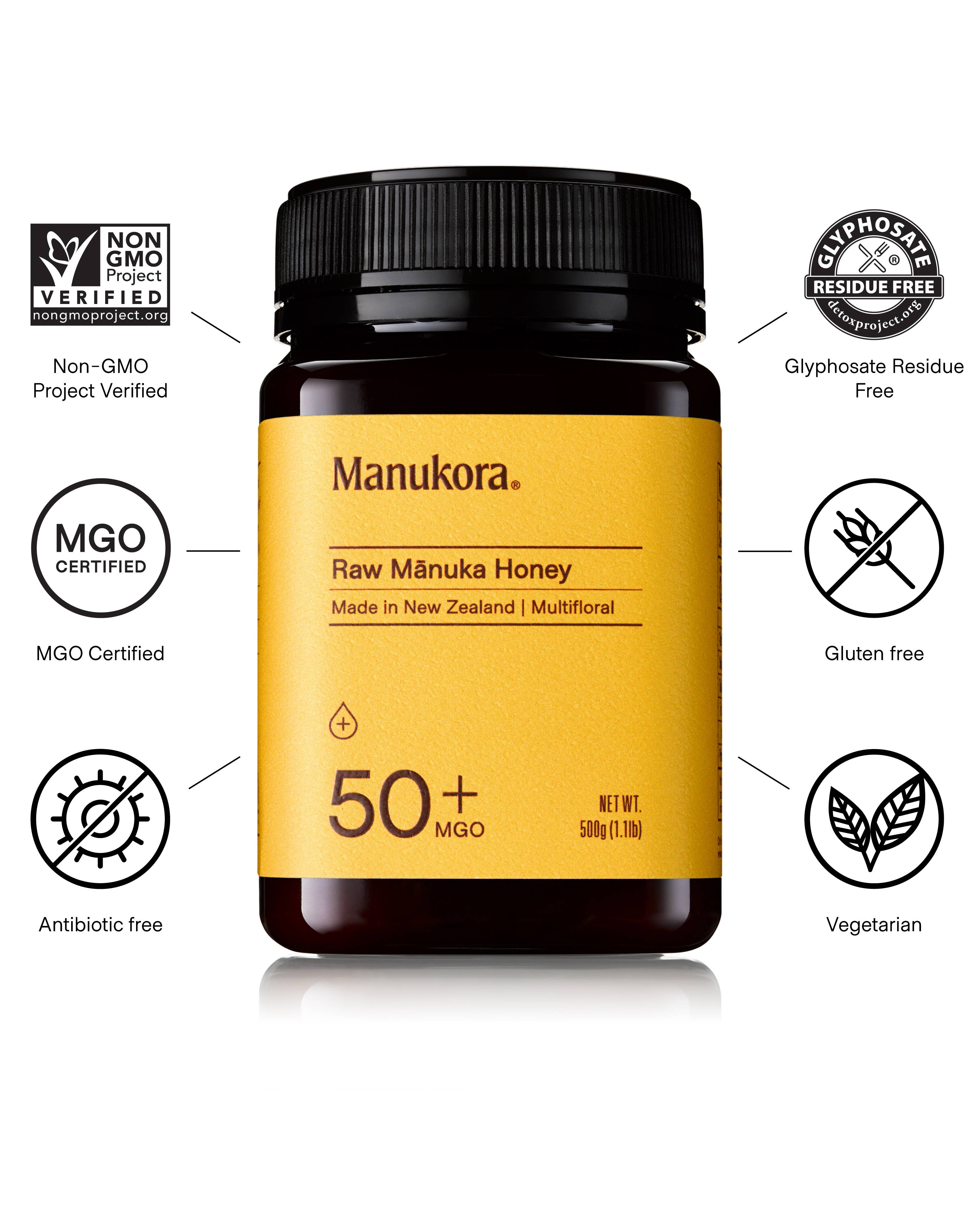 Manukora - Wholesale Honey - Manukora MGO 50+ Multifloral Raw Manuka Honey (500g/1.1lb)1