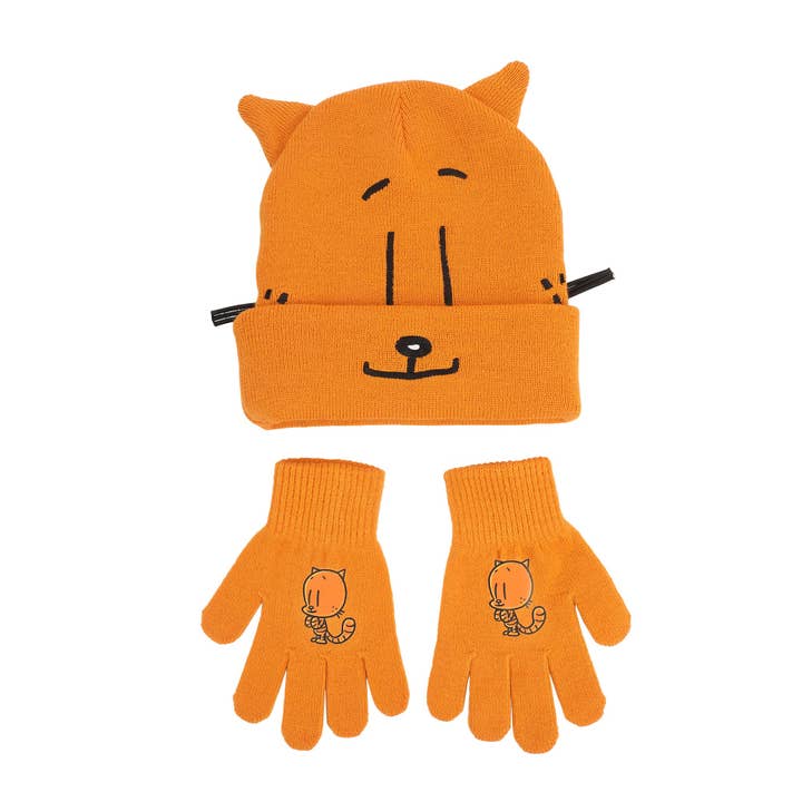 Dog Man Petey the Cat Youth Cuff Hat And Knit Gloves Cold Weather Set for wholesale by Bioworld Merchandising