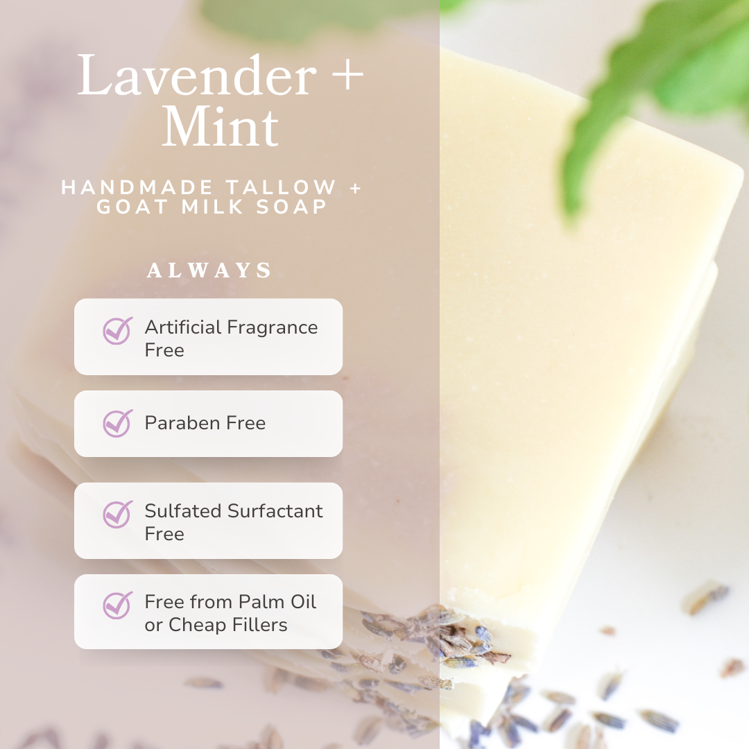 Pretty farm girl - Wholesale Bar Soap - Lavender + Mint Handmade Tallow and Goat Milk Soap Bar2