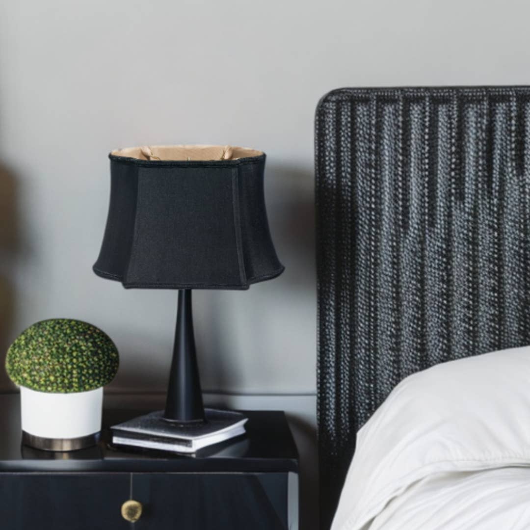 HomeRoots - Wholesale Lamp Shade - 16" Black with Bronze Lining Premium Oblong Shantung Lampshade1