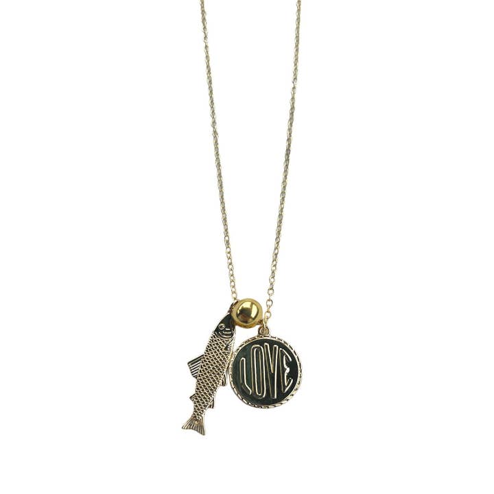 The Sage Vintage - Wholesale Pendant/Charm Necklace - Gold Lovefish Necklace