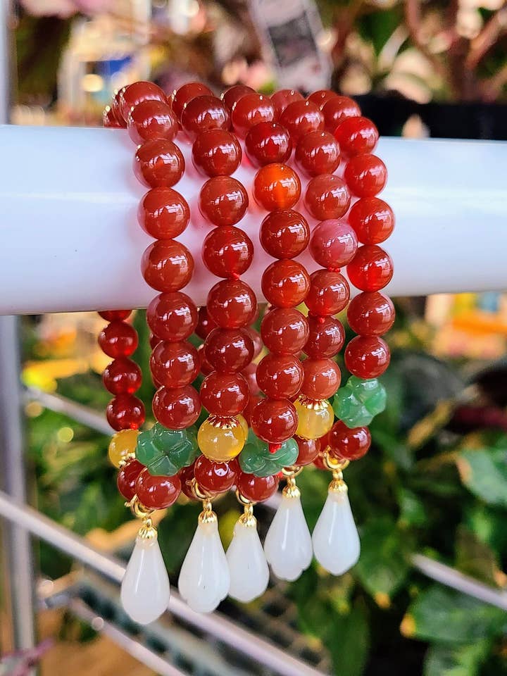 Pulsera adornada de ágata roja para venta al por mayor de Kiwi's Garden Center