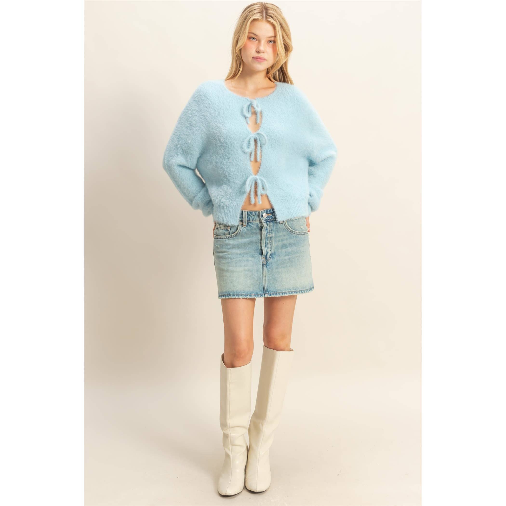 HYFVE - Wholesale Cardigan - Women's - Fuzzy Sweater With Unique Front Ties2