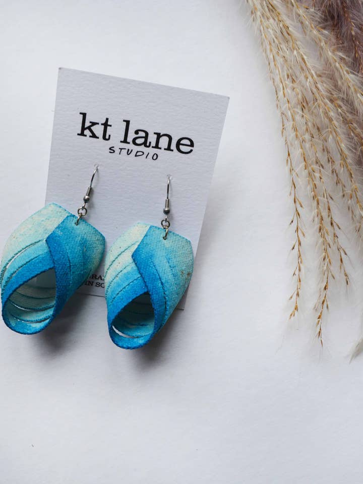 Woven Canvas Droplet Earring for wholesale by KT Lane Studio