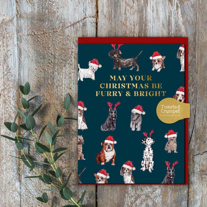 Furry & Bright Christmas Card for wholesale by Toasted Crumpet (US Duties Paid)