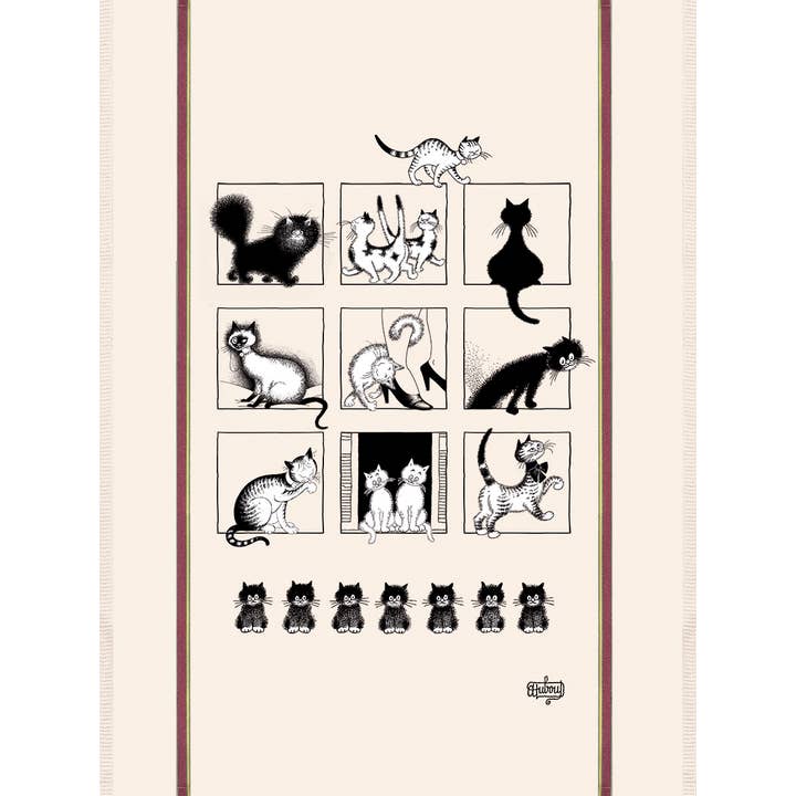 Large Tea Towel Dubout Galerie De Chats Ecru 60 X 80 for wholesale by Maison Vivaraise & La Cerise sur le Gâteau