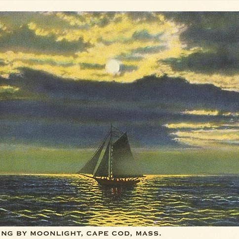 Kunstdruck MA-54 Segeln im Mondlicht, Cape Cod, Mass. für den Großhandel von Found Image Press