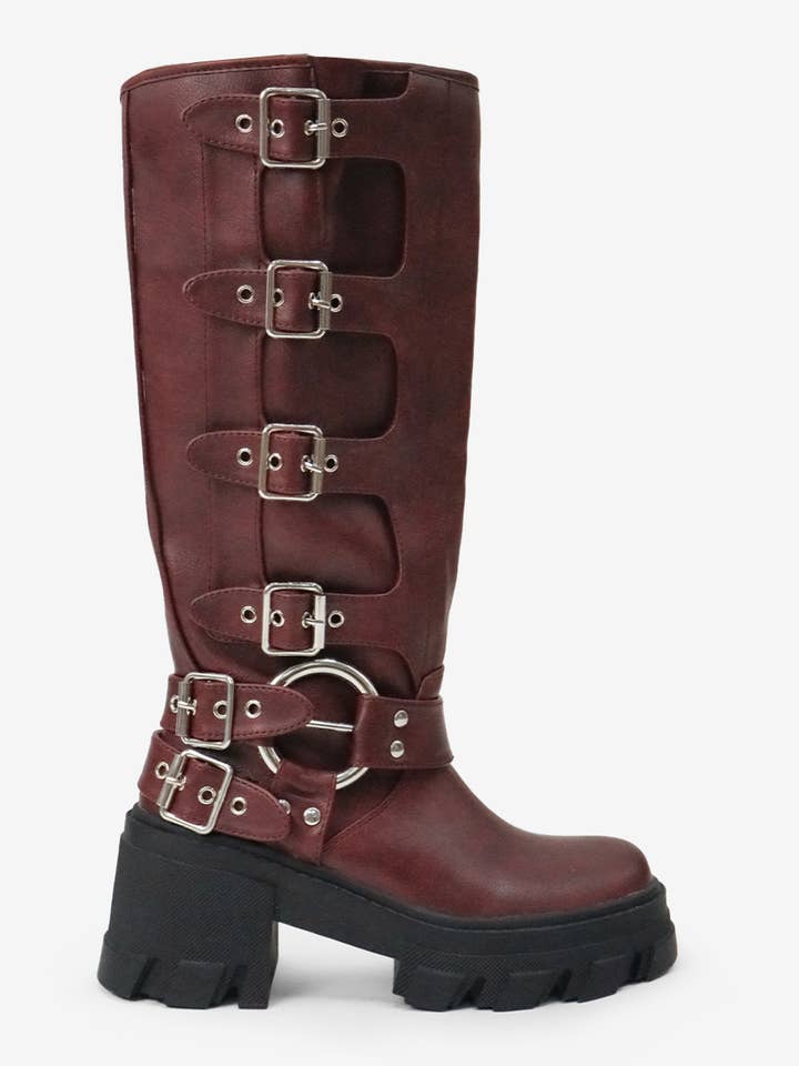 Lemonade Shoes – wholesale Stövlar - Dam – Buckle Up Now - motorcykelstövlar med sidospännen och klumpig sula11