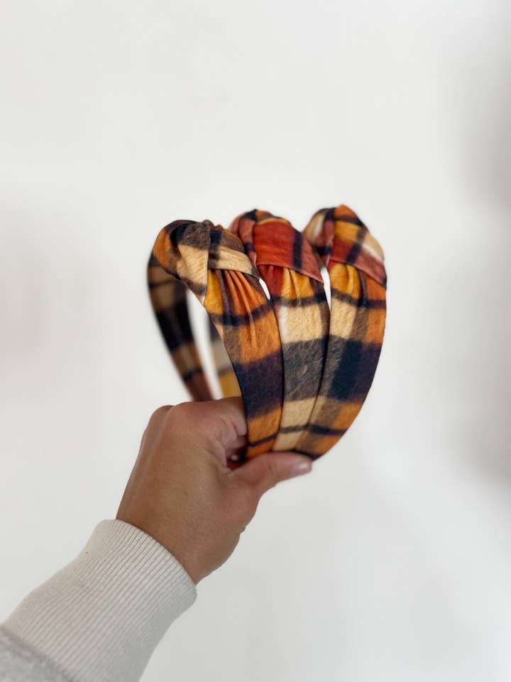 Diadema anudada dura de nudo superior de franela falsa para el cabello de otoño para venta al por mayor de Brynnbands