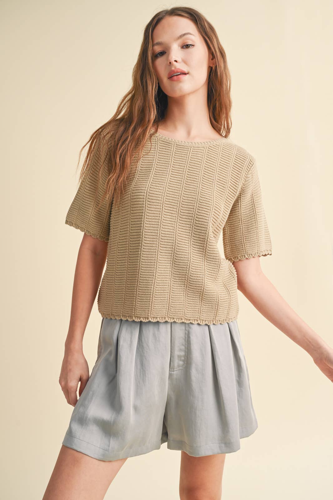 MOCKA VIRKAD 1/2 ÄRMAD TRÖJA/WL24-8550 för wholesale på Faire0