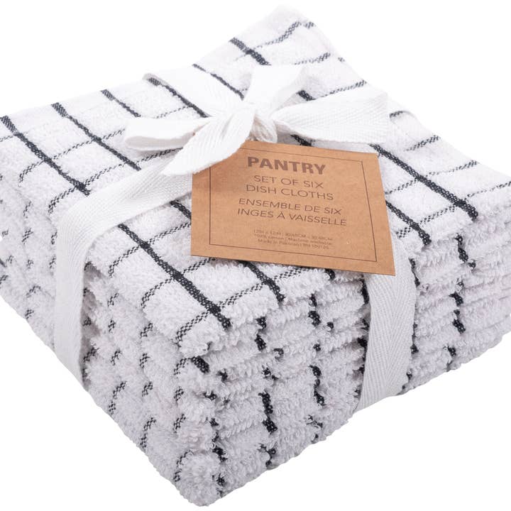 KAF Home - Wholesale Dishcloth - KAF Home Set of 6 Checkered Terry Dish Cloths - 12 x 12
