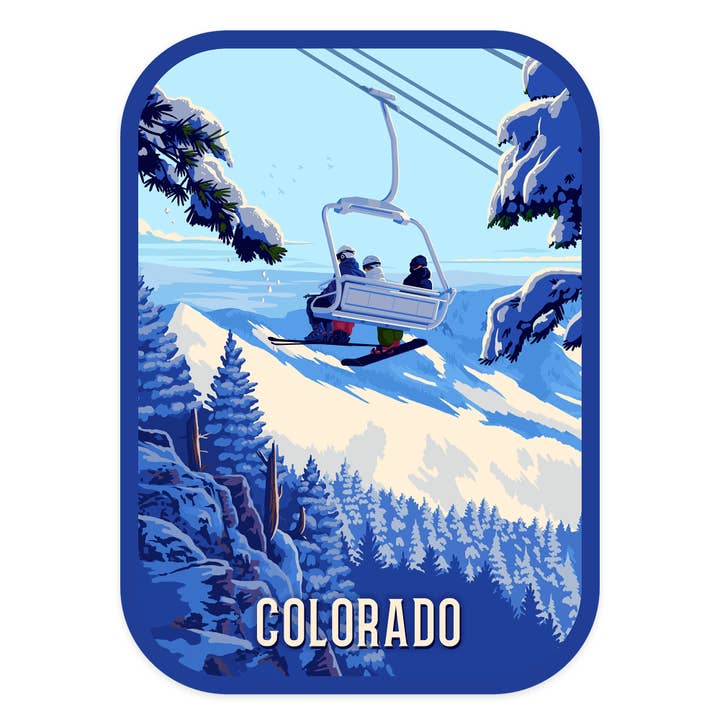 Lantern Press - Wholesale Sticker - STICKERS Colorado, Ski Lift Above The Trees